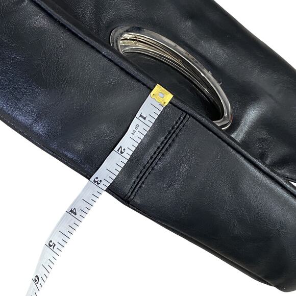 Barneys New York Black Leather Fold-Over Clutch / Shoulder Bag (Missing Strap) - Picture 8 of 8